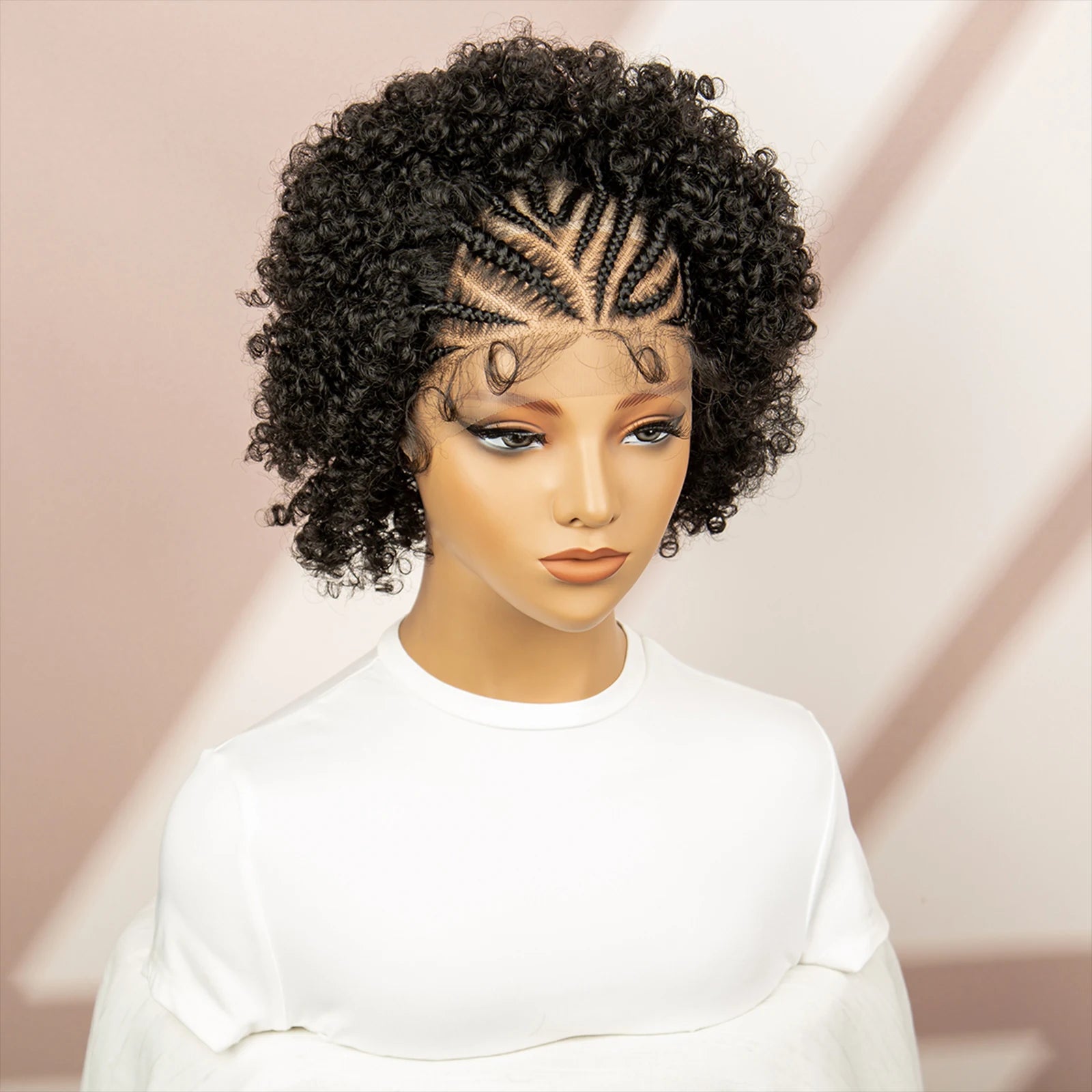 Afro Curly Cornrow Braided Bob Wig | Baby Hair | Kanekalon Hair | Black Women