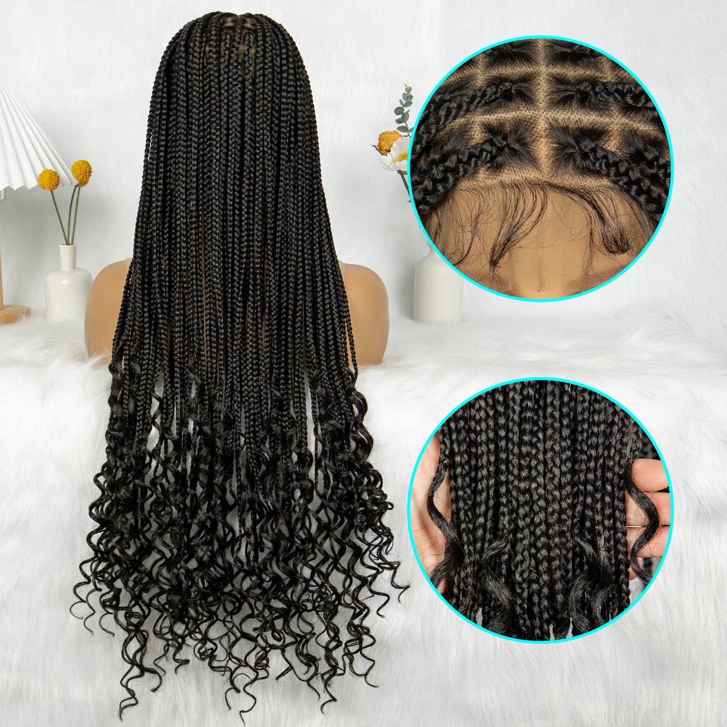 Black Cornrow Braided Wig | Full Lace Front | Twisted Braids | Crochet Hair Luxegan