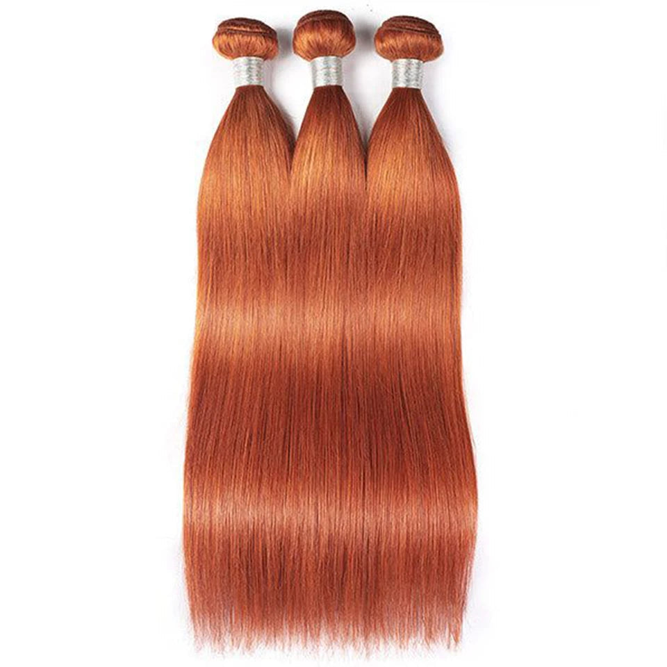 Orange Ginger Straight Human Hair Weave Bundles | Brazilian Remy Extensions Luxegan