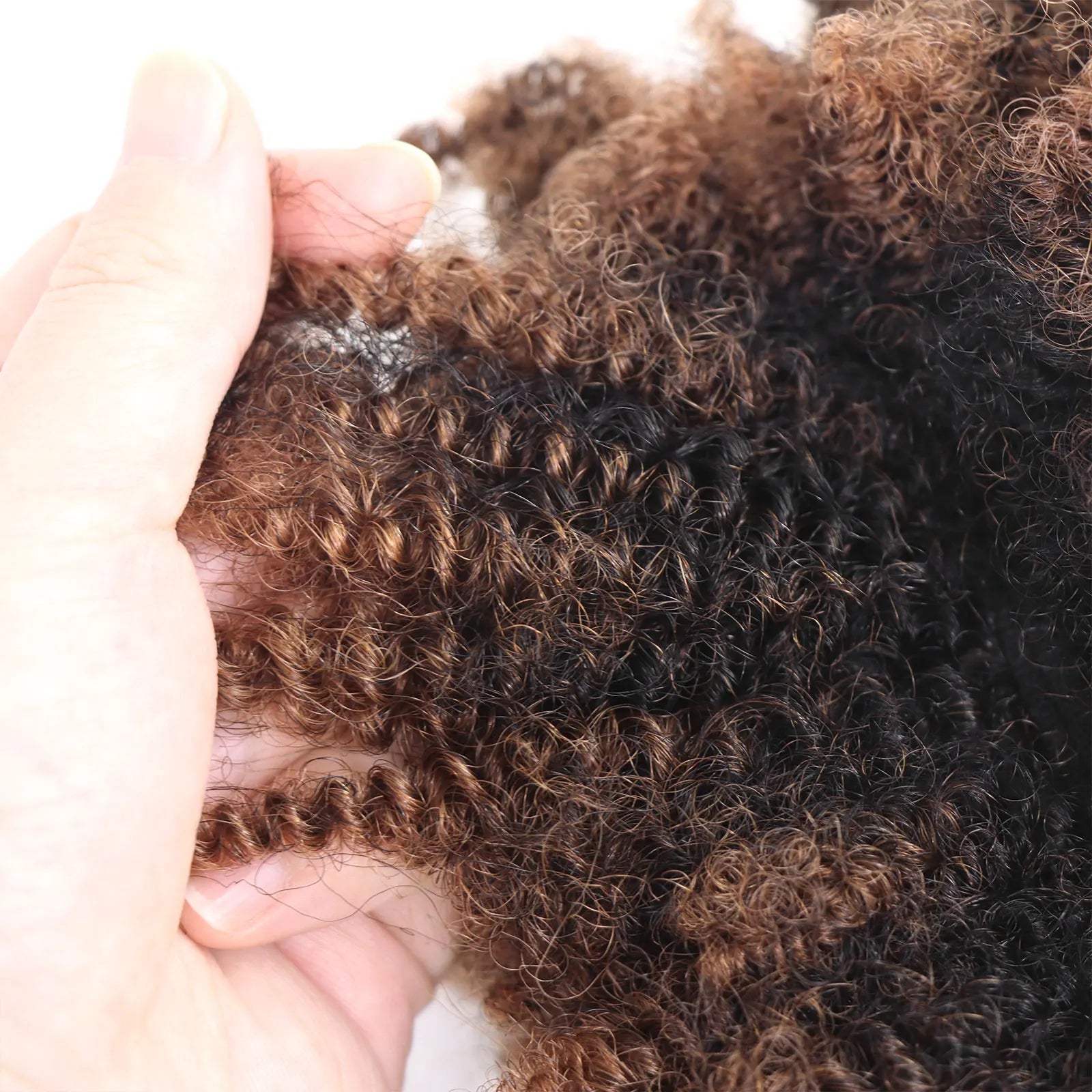 #30-#1-#30 Ombre Brown Afro Kinky Curly Bulk Human Hair | 50g Brazilian Crochet Braiding Hair Extensions (No Weft) Luxegan