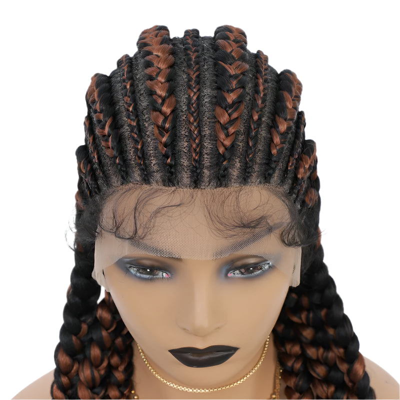 36" Jumbo Knotless Box Braids Wig | Incoo Full Lace Cornrow Wig | Transparent Lace | African Braided Hair