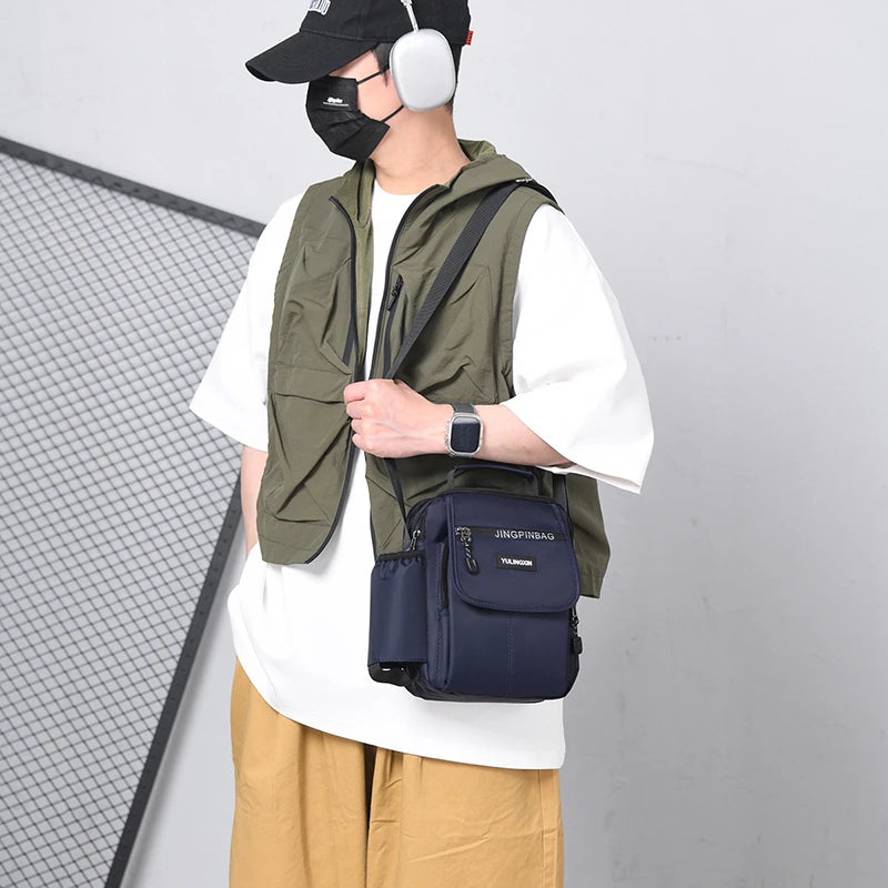 Men’s Sporty Square Shoulder Bag | Sophisticated Durable Nylon Crossbody | Elegant College-Style Multi-Functional Handbag | Luxury Soft-Sided Casual Tote for Versatile Daily Use Luxegan