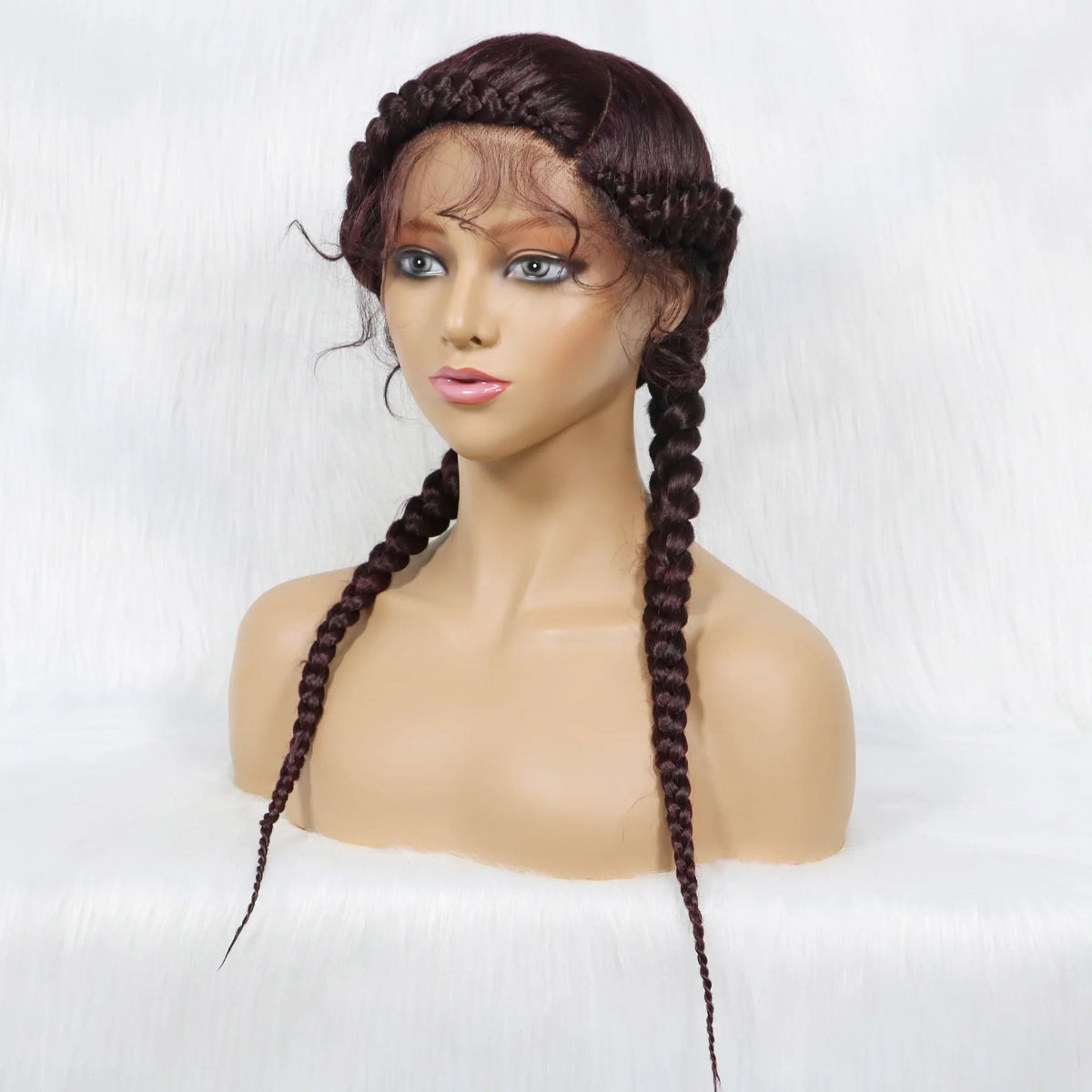 24" Dutch Cornrow Box Braid Wig | Lace Front Synthetic Wig with Baby Hair | Afro Wig for Black Women | High-Temp Fiber Luxegan