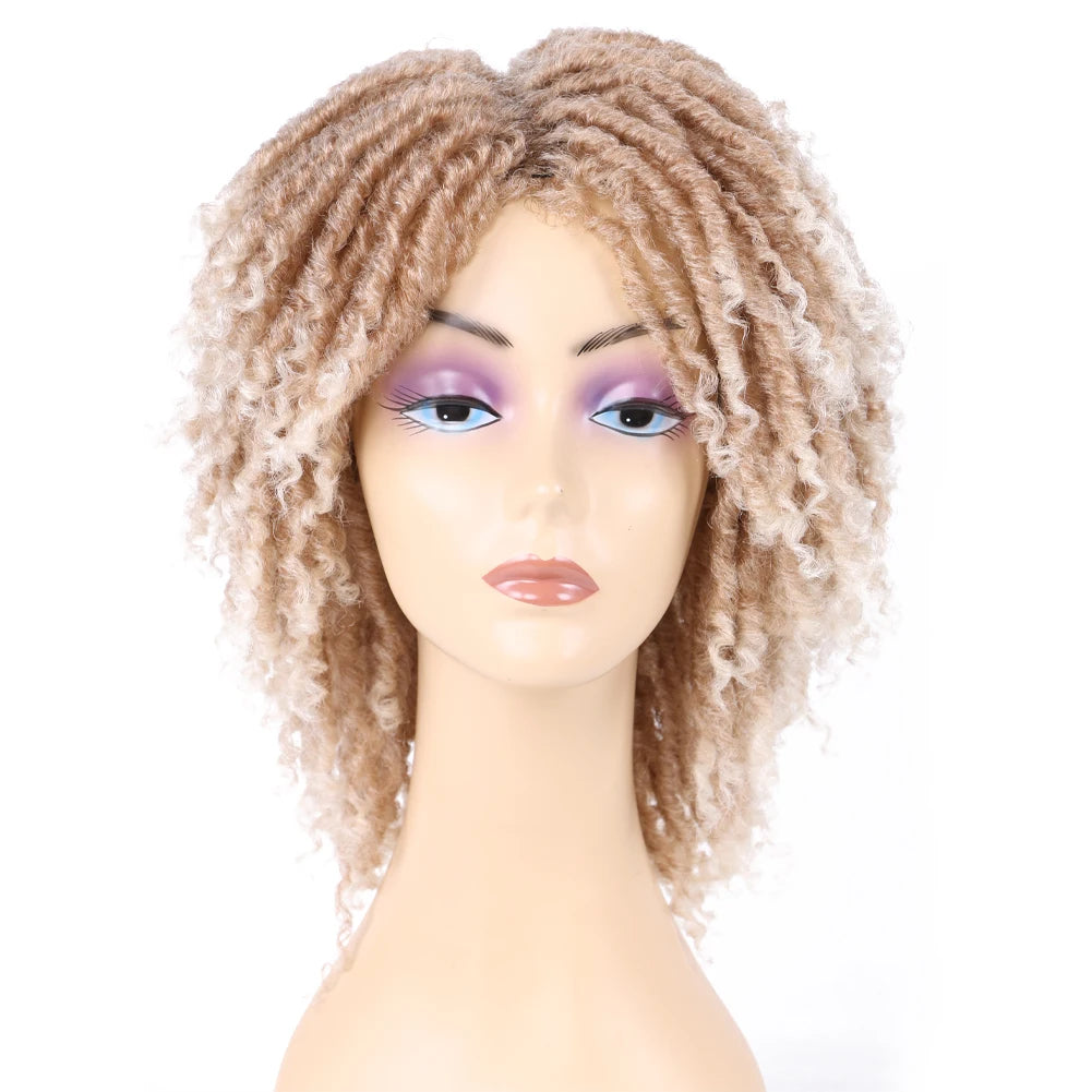 Short Dreadlock Wig | Afro Curly Twist | Faux Locs | Heat Resistant Synthetic Wig | Black Women