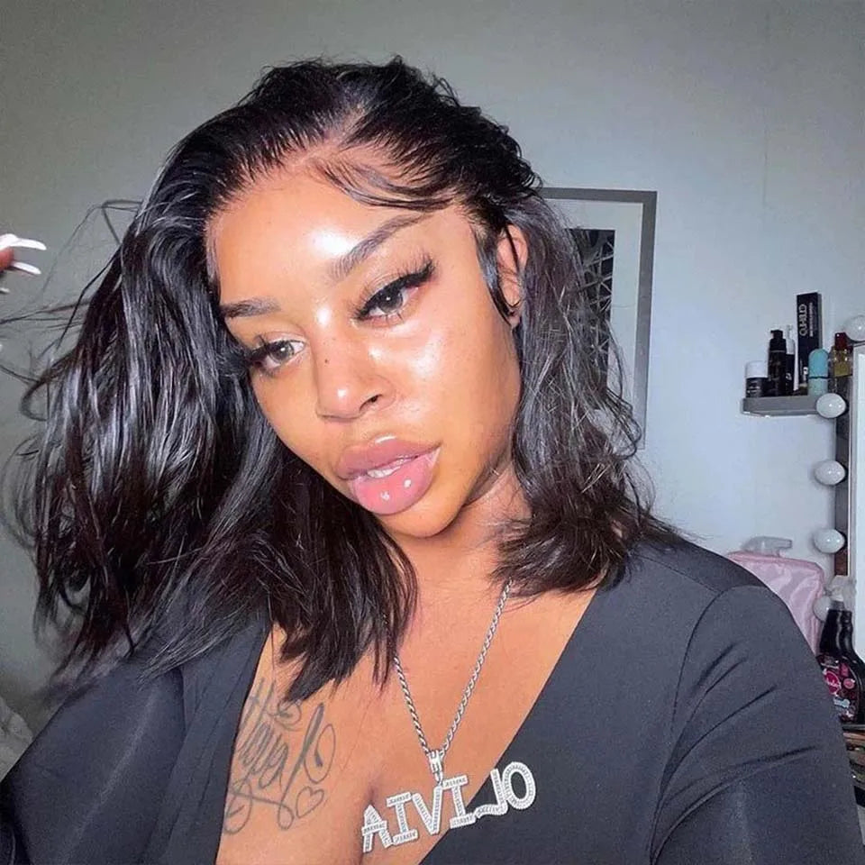 Short Straight Bob Lace Front Wig | 13x4 Brazilian Human Hair for Black Women (Pre-Plucked with Baby Hair) Luxegan