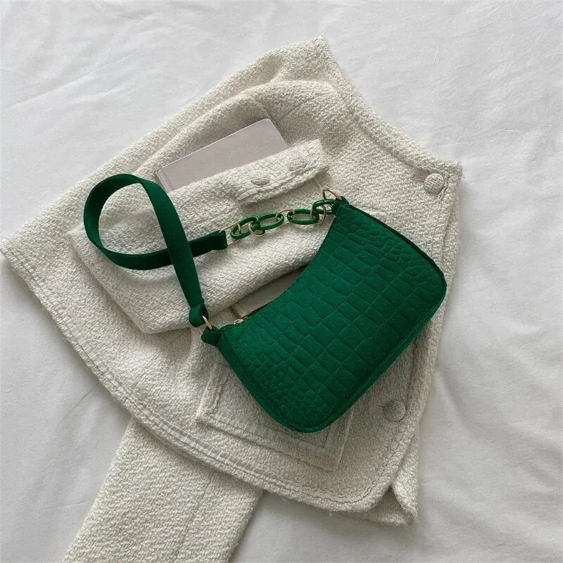 Women’s Retro Gentle Temperament Small Square Bag | Sophisticated Felt Underarm Shoulder Bag | Fashion-Forward Autumn Handheld Bucket Bag | Elegant "Yankee" Inspired Casual Handbag Luxegan