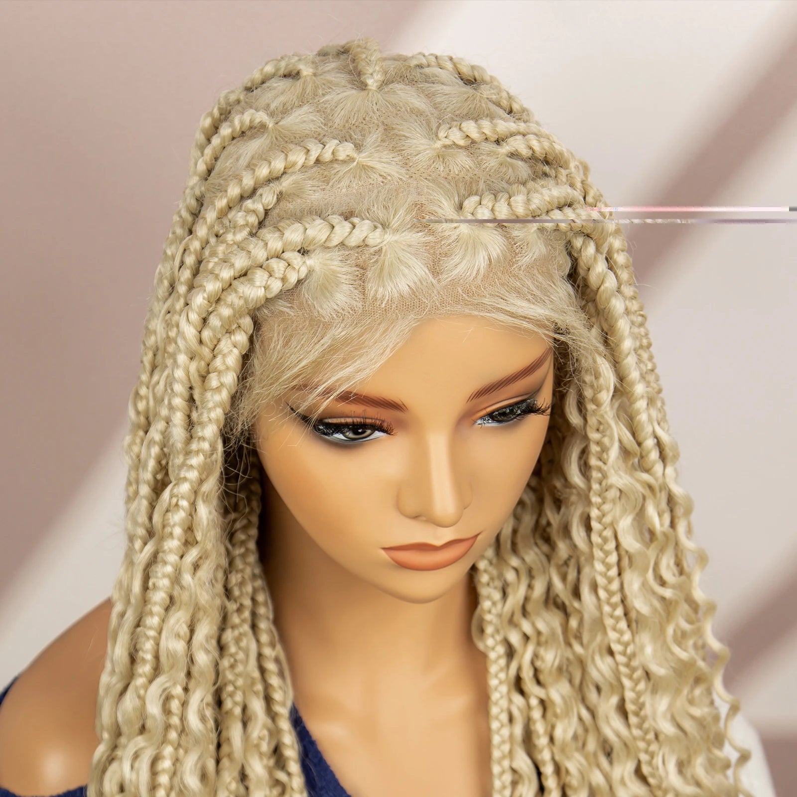 Boho Braids Full Lace Wig | Brown Box Braided Wig with Baby Hair | Kanekalon Synthetic Braiding Hair Wig