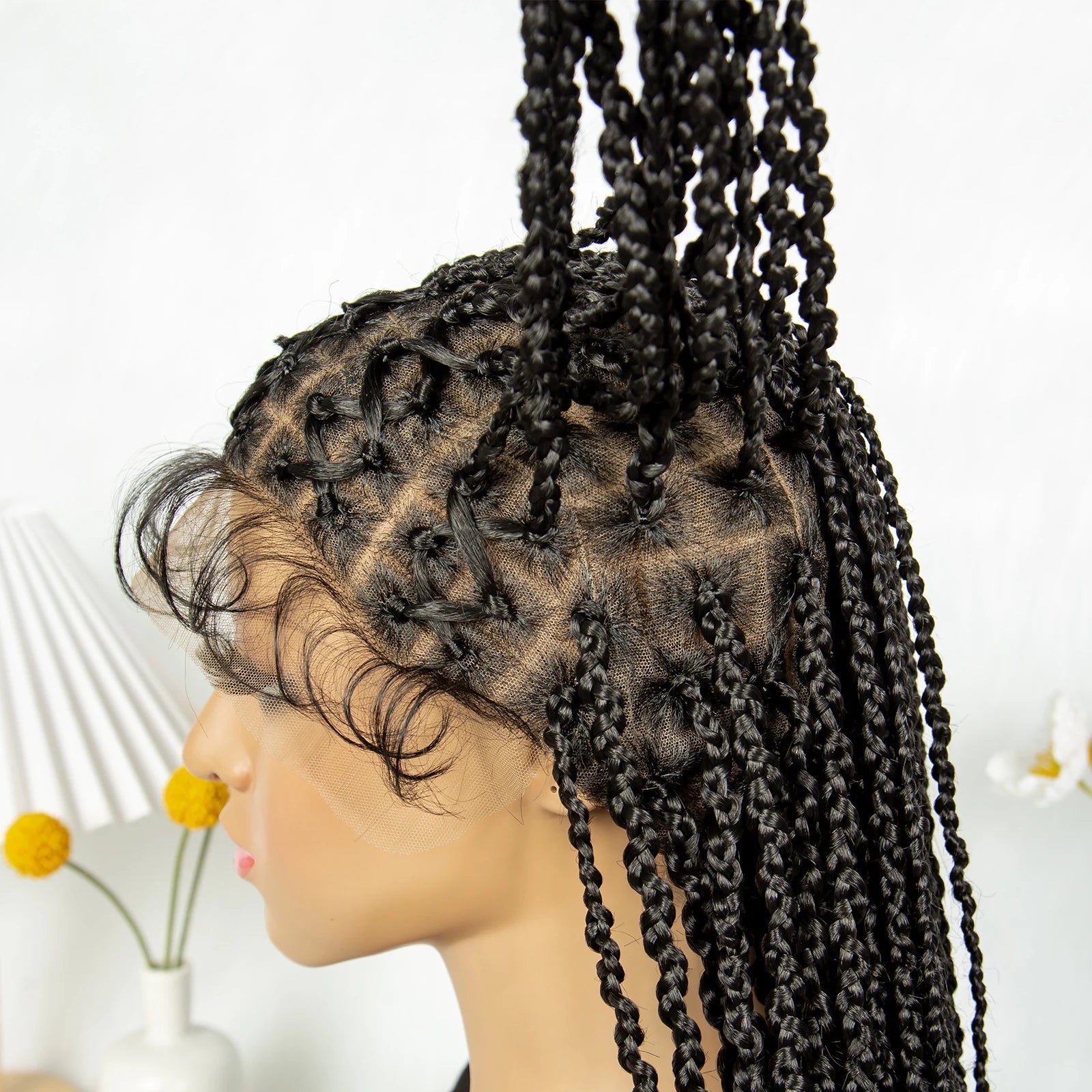 36" Criss Cross Braided Wig | Full Lace | Baby Hair | Large Cap | Synthetic Braids Luxegan