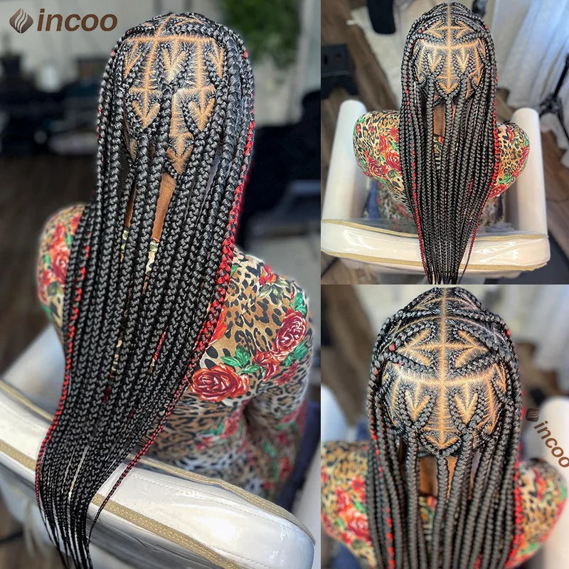 36" Heart Box Braids Wig | Cornrow Accents | Full Lace | Clearance Sale! Luxegan