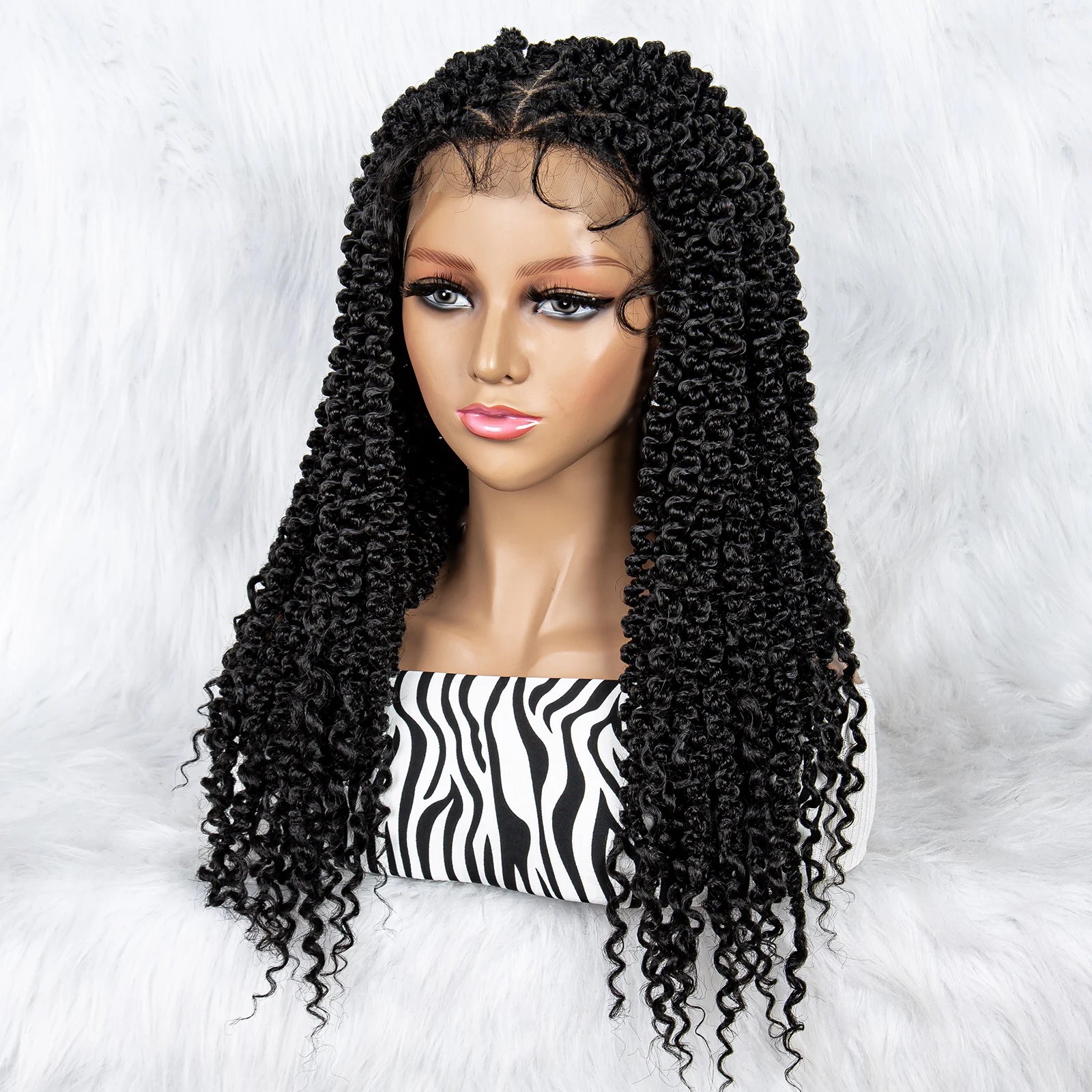 KIMA 18" Curly Tip Braided Wig | Full Lace with Baby Hair Luxegan