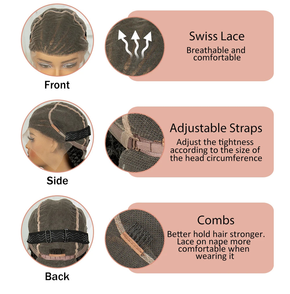 30" Cornrow Knotless Ponytail Braids Wig | Full Lace Frontal Luxegan