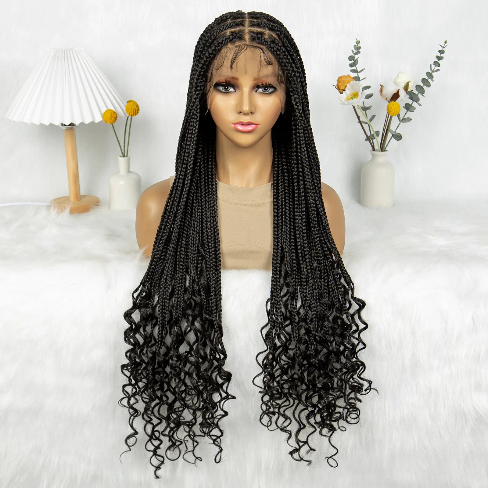Black Cornrow Braided Wig | Full Lace Front | Twisted Braids | Crochet Hair Luxegan