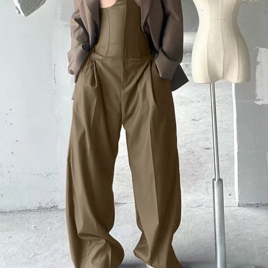 Deconstruction Design Long Trousers | Sophisticated High-Waist Loose Silhouette | Elegant "Full-Length" Casual Bottoms | "Dignified" Elastic Waist Wide-Leg Pants for Radiant Versatile Styling Luxegan