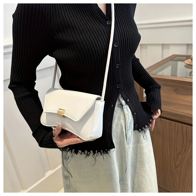 Vegan Crossbody Bag | Lightweight Solid Color Flap Purse | Design for Women Teens | Ideal for Office, College, Travel, Daily Use Luxegan