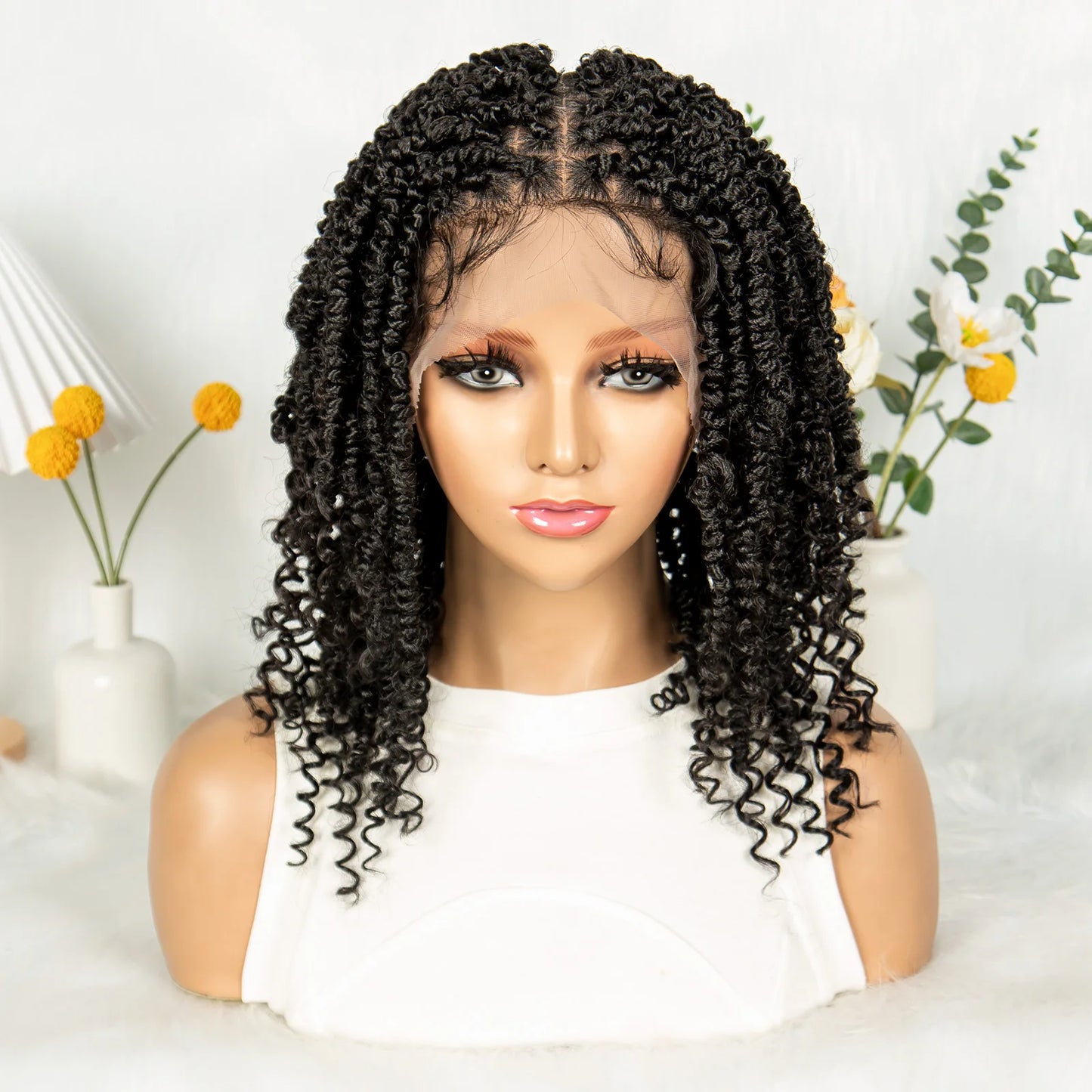 Short Length Box Braided Wig Full Lace Braided Wig Curly Hair With Baby Hair Braiding Wig Twisted Dreadlocks Wig For Women