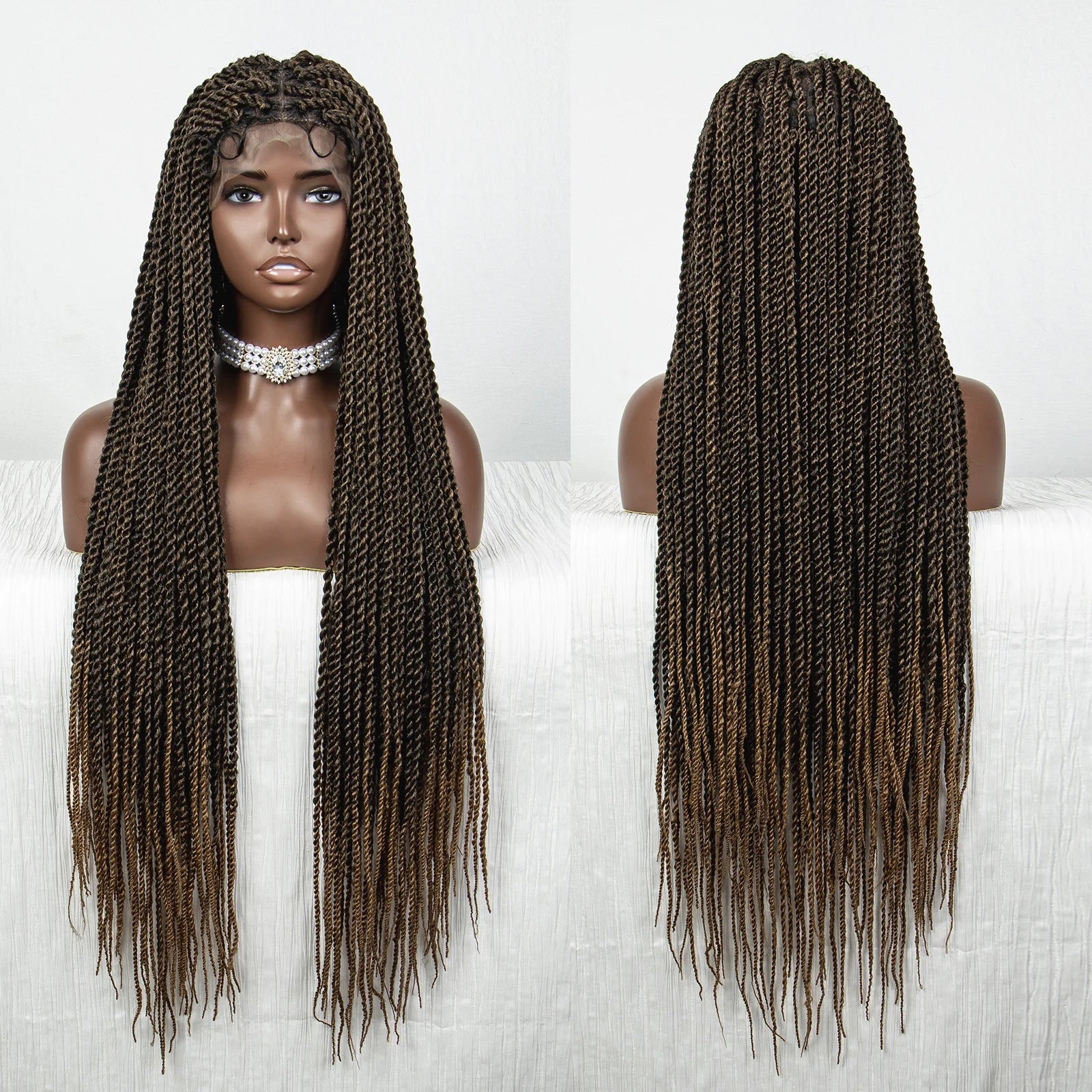 40" Long Straight Braided Wig | Full Lace | Baby Hair | Colored Braids Luxegan