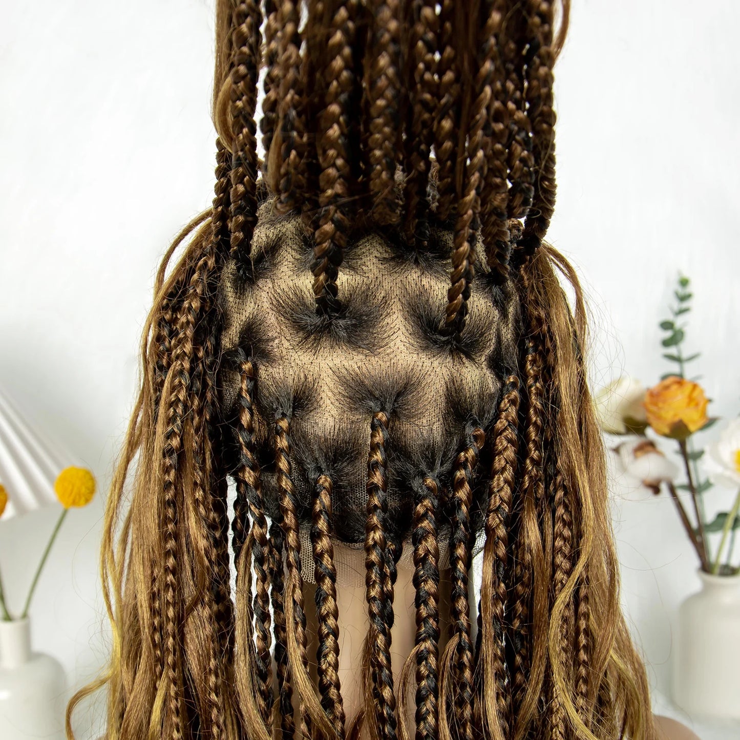 KIMA Twisted Boho Braided Wigs Curly Dreadlocks Full Lace Knotless Synthetic Box Braids Wig  Curly Wigs for Black Women