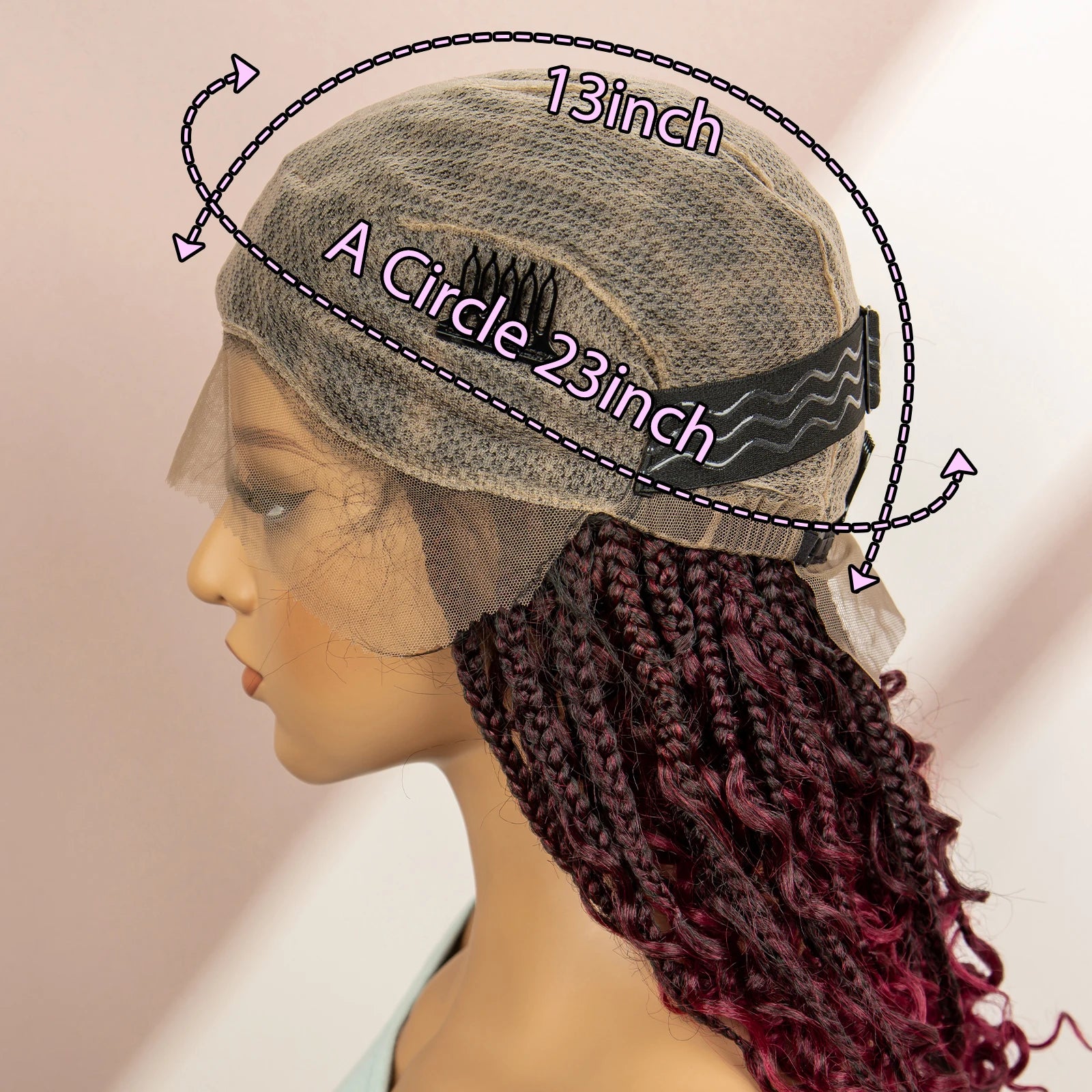 Burgundy Knotless Box Braids Wig with Curly Ends | Full Lace Luxegan