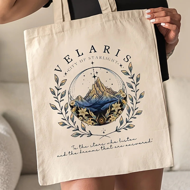 Velaris Pattern Canvas Shoulder Tote Bag | Trendy Folding Commuter & Women's Shopping Bag Luxegan