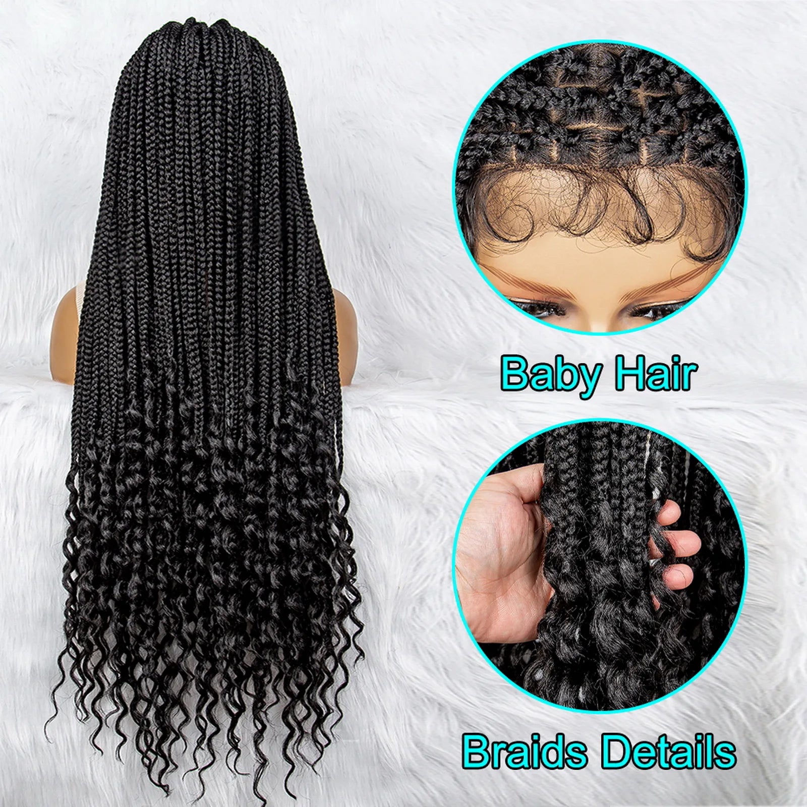 KIMA Goddess Box Braids Wig | Curly Accents | Full Lace Luxegan