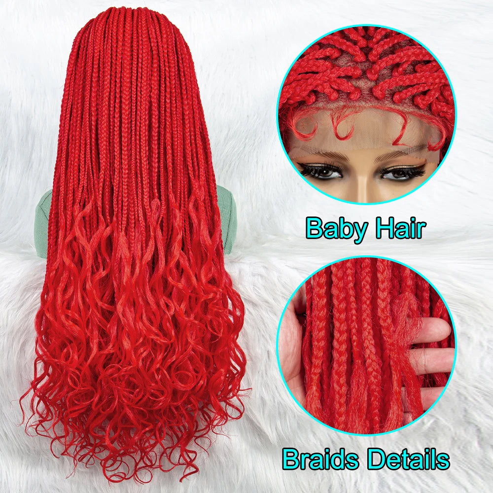 New HD Curly Goddess Box Braids Wig | Transparent Full Lace Luxegan