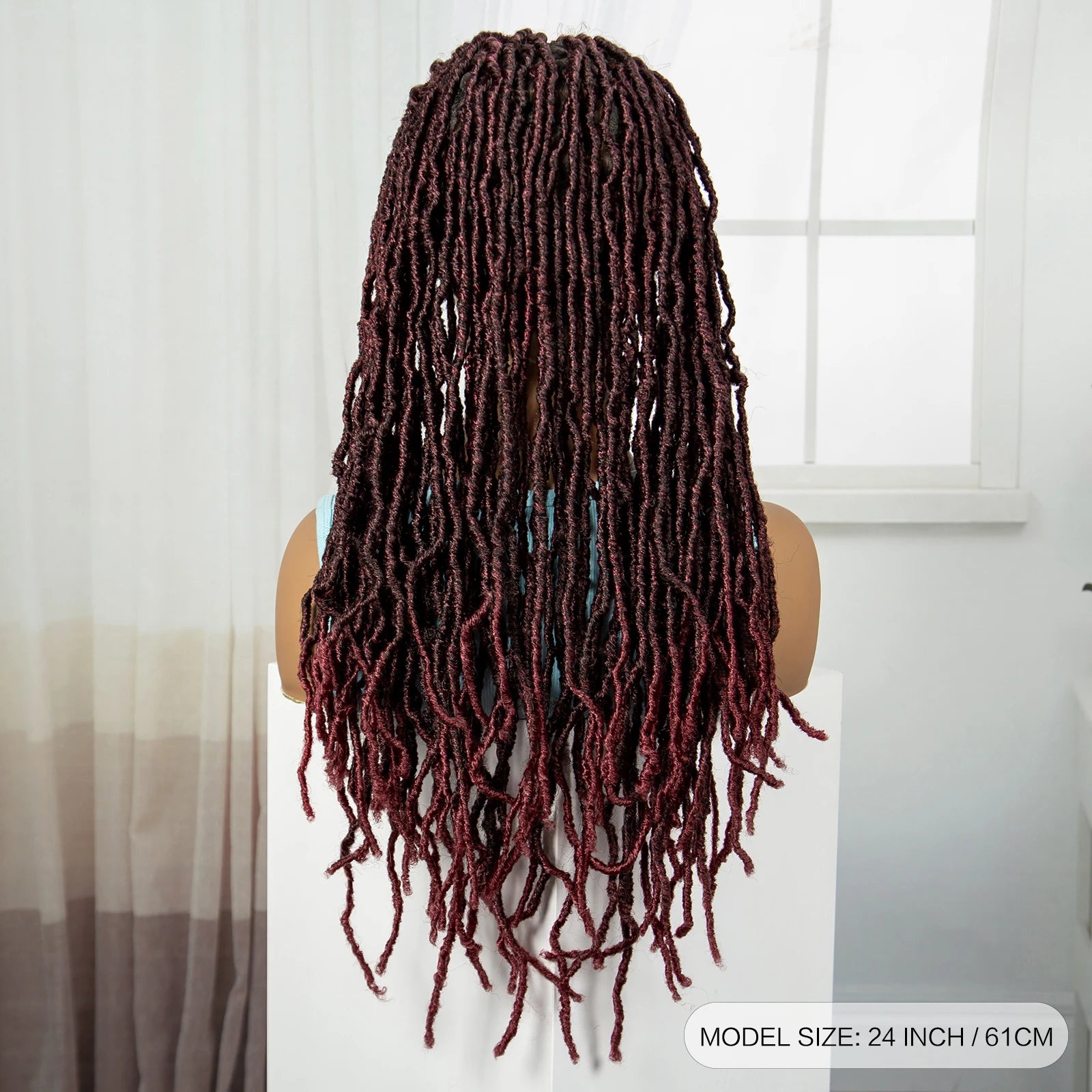 24" Knotless Box Locs Braided Wig | Full Lace Frontal Dreadlock Style Luxegan