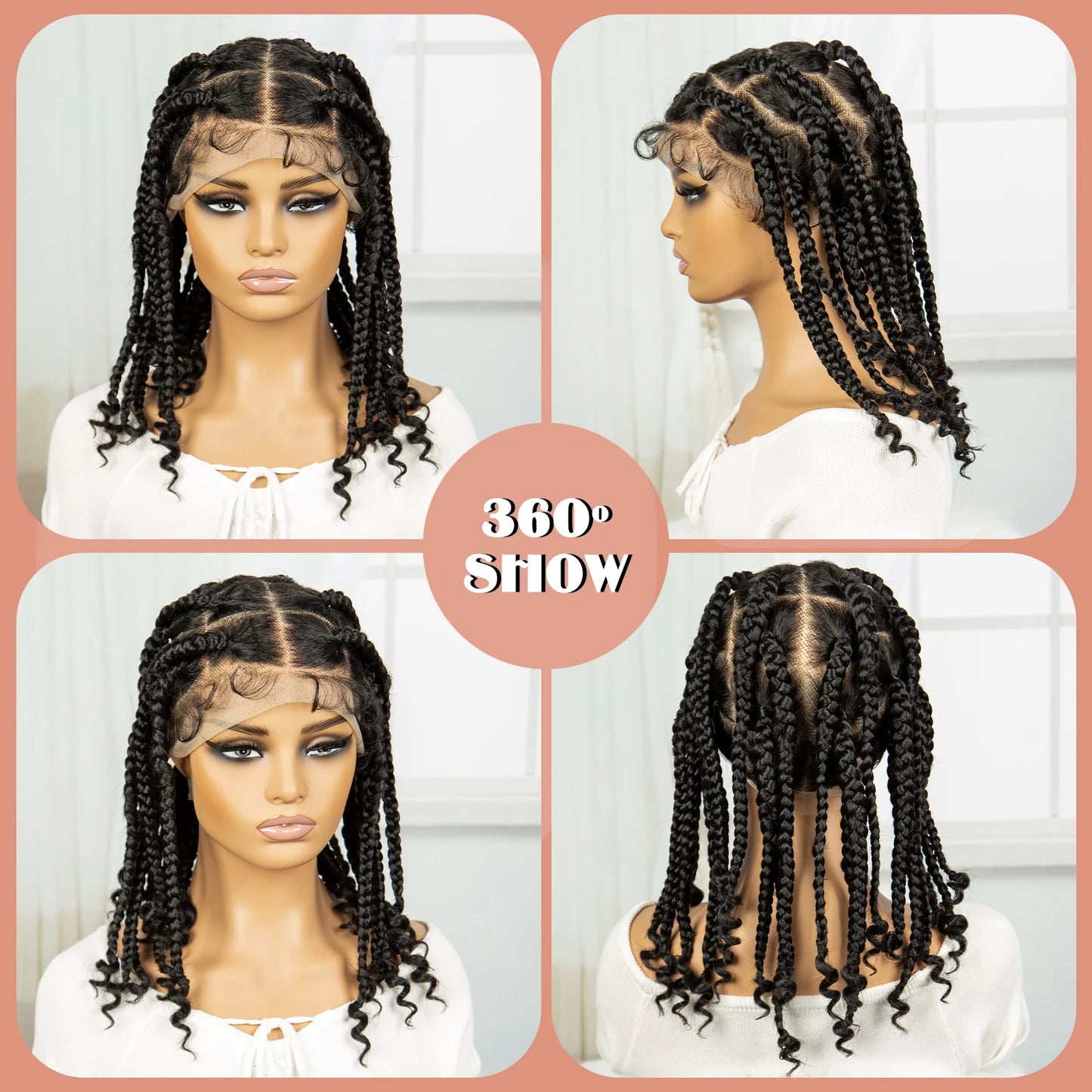 HD Full Lace Knotless Box Braids Wig with Curly Ends | Baby Hair Luxegan