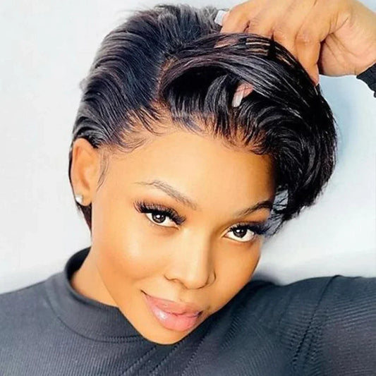 Rebecca Ombre Blonde 613 Pixie Bob Wig | HD Transparent T-Part Lace Front Luxegan