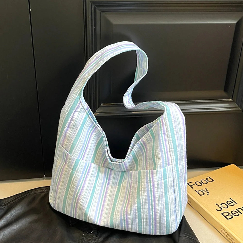 Pleated Striped Cloth Bag | Bento & Storage Bag Luxegan