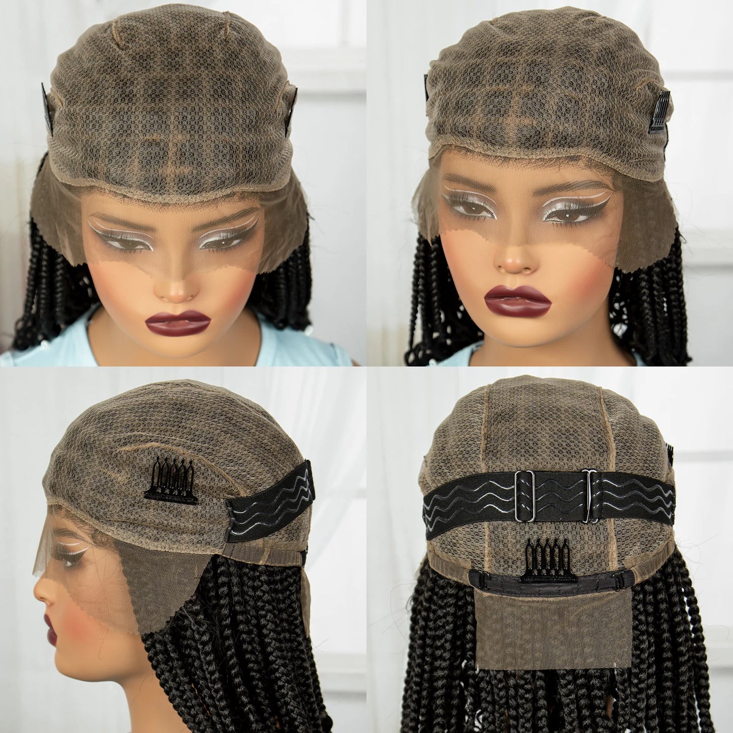 Curly Ends Knotless Braids Bob Wig | Boho Style | Full Lace | Natural Look Luxegan