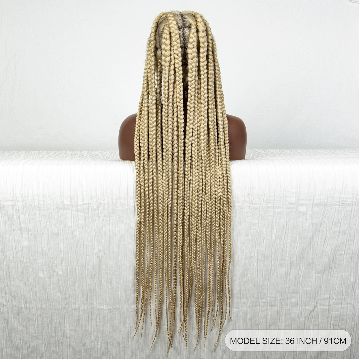 36" Purple Knotless Box Braids Wig | Transparent Full Lace | Baby Hair | Synthetic Luxegan