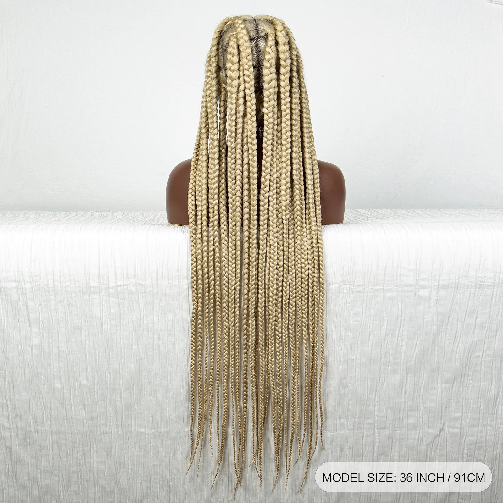 36" Purple Knotless Box Braids Wig | Transparent Full Lace | Baby Hair | Synthetic Luxegan