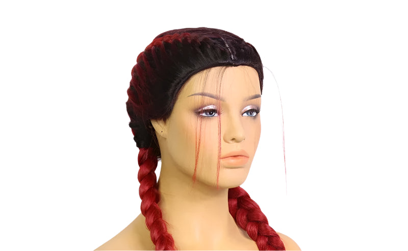 26" Black & Honey Blonde Box Braided Wig | Heat Resistant Synthetic Wig | Cosplay & Daily Wear | Machine Made Luxegan