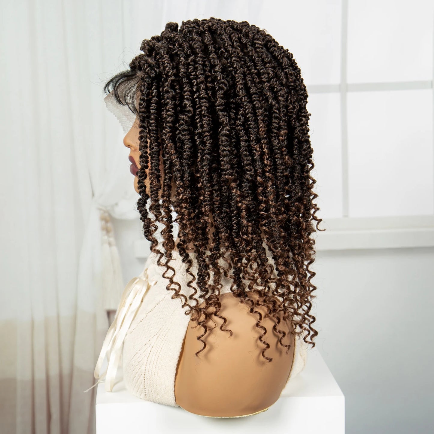 14" Full Lace Twisted Braids Wig with Baby Hair | Natural Looking Synthetic Lace Frontal Braided Wig for Black Women Luxegan