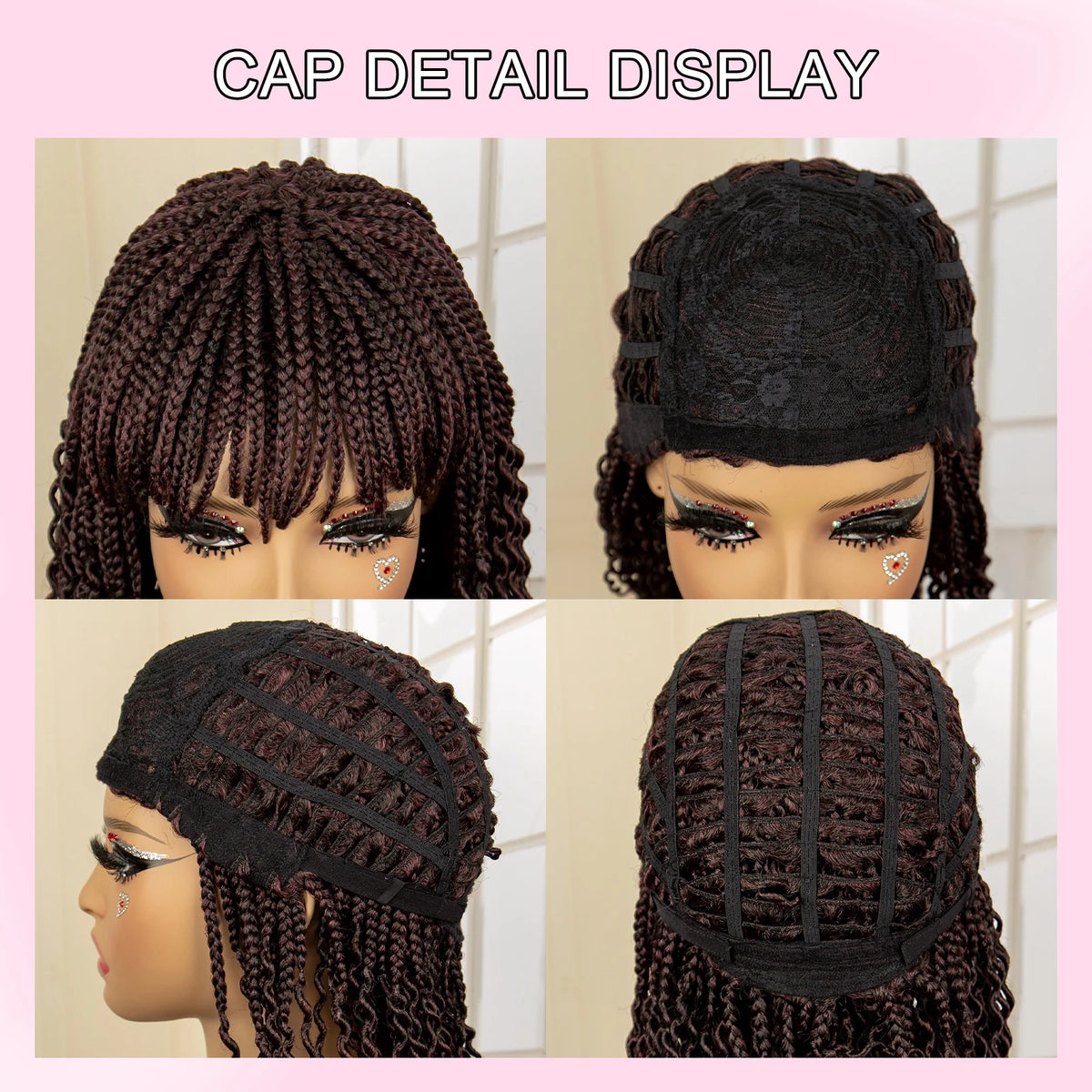 Short 14" Bob Braided Wig | Curly Knotless Box Braids | Synthetic Machine Made Wig | For Black Women - Luxegan