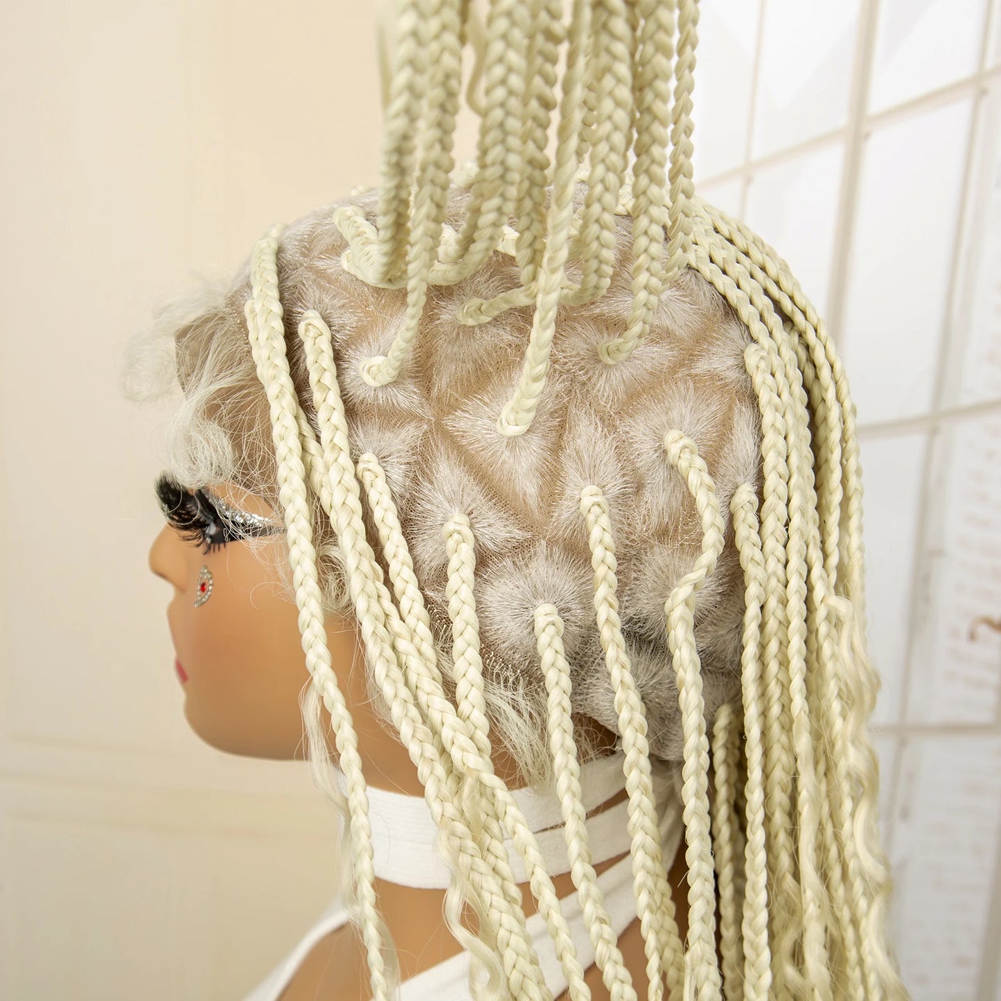 36" Blonde Box Braided Wig | Full Lace | Knotless Braids | Bohemian Style | Kanekalon Synthetic Hair