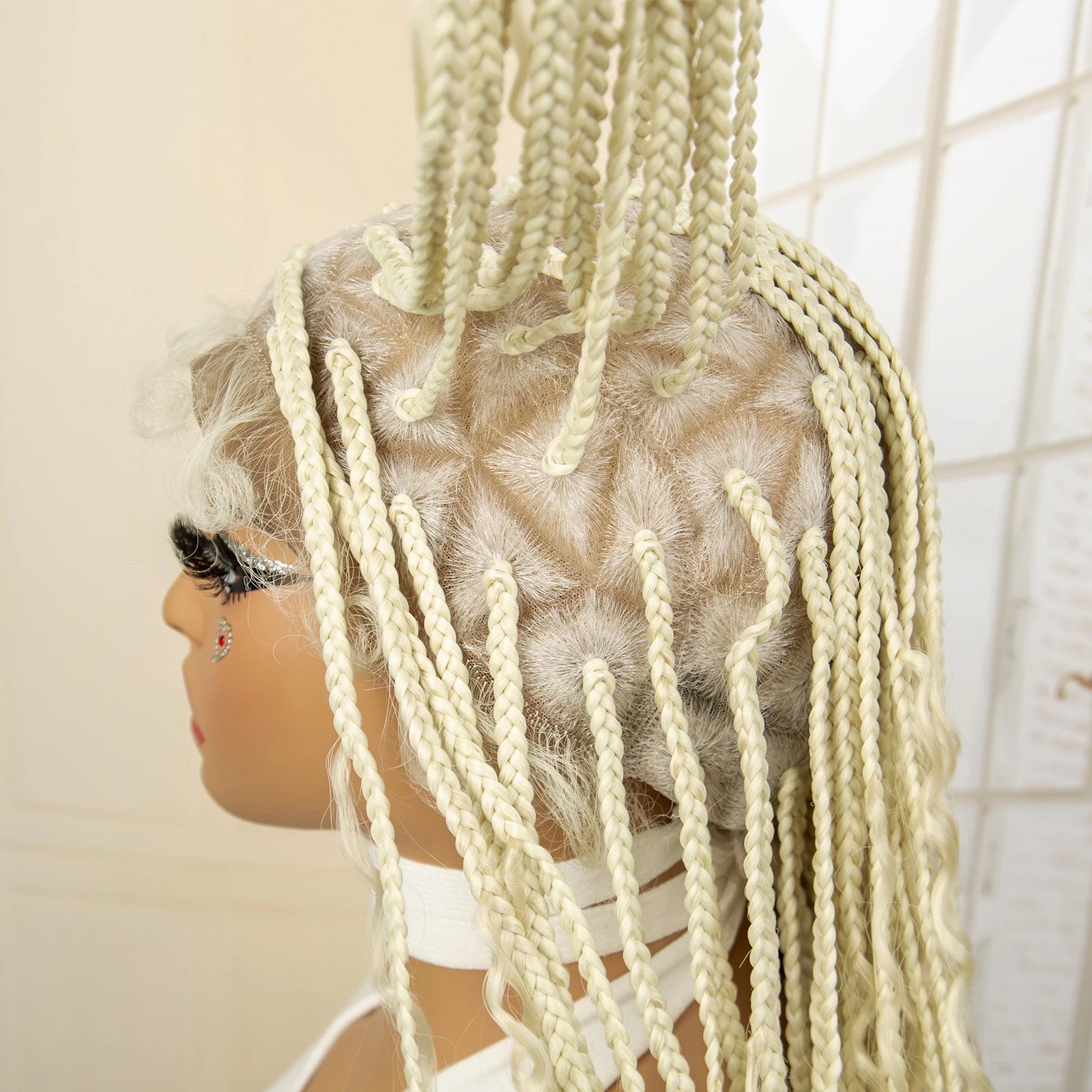 36" Blonde Box Braided Wig | Full Lace | Knotless Braids | Bohemian Style | Kanekalon Synthetic Hair