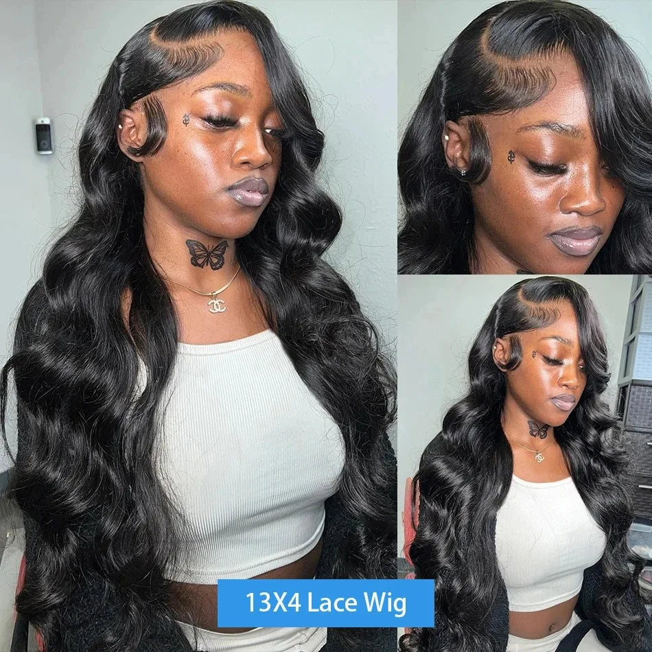 200% Density Body Wave Human Hair Lace Front Wig | 13x6 HD Transparent & 13x4 Loose Wave Frontal Wig (Pre-Plucked Remy) Luxegan