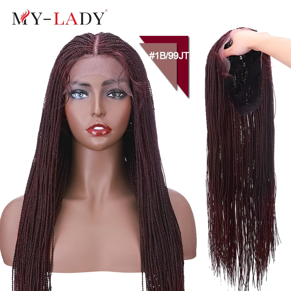 30" Box Braids Lace Front Wig | Baby Hair | Afro Synthetic Braids | Black Women Luxegan