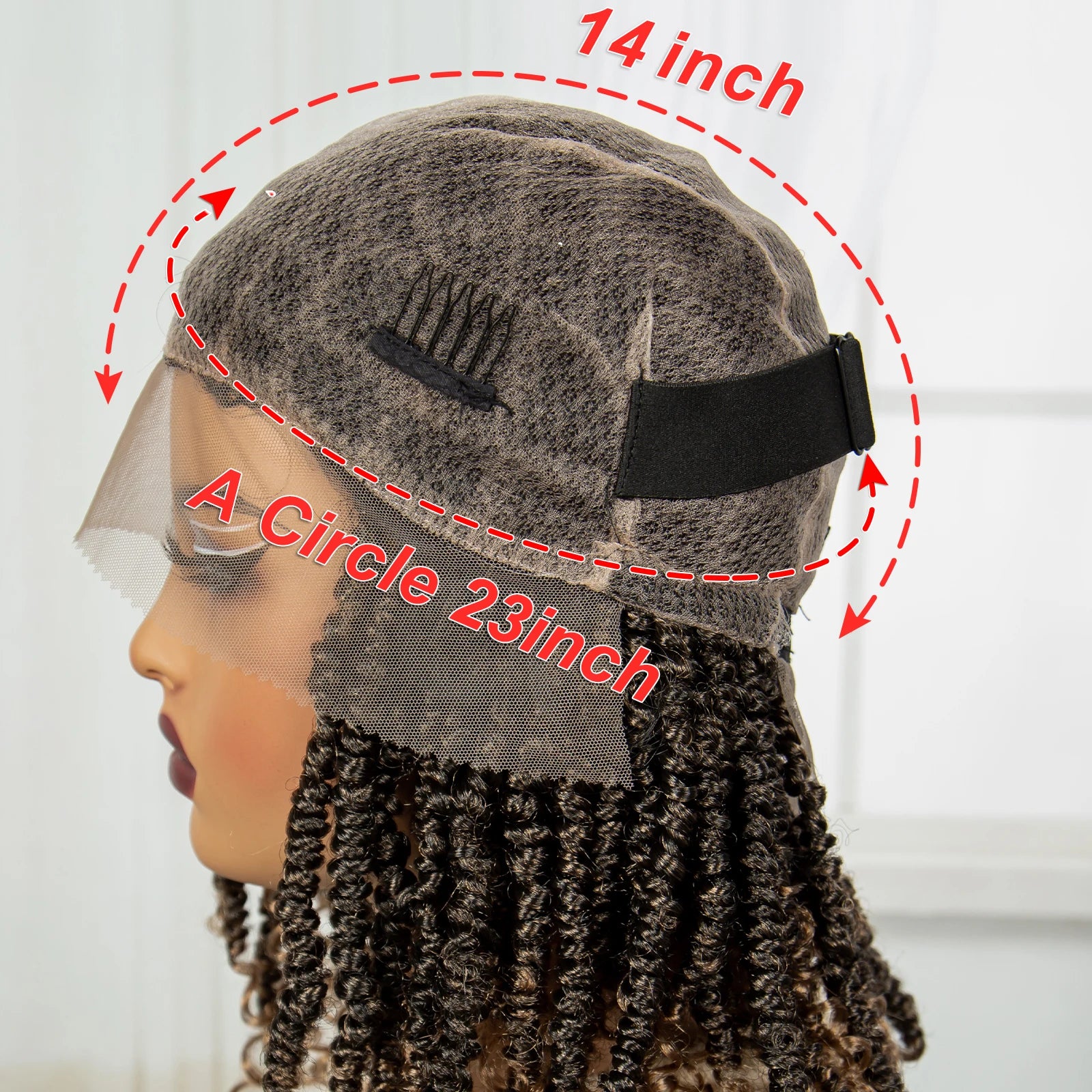 14" Full Lace Twisted Braids Wig with Baby Hair | Natural Looking Synthetic Lace Frontal Braided Wig for Black Women Luxegan