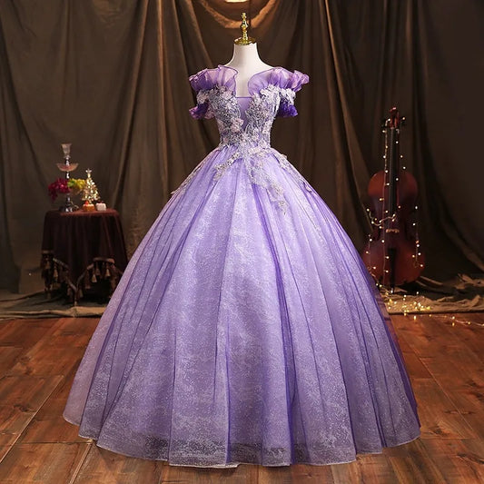 Women's Amazing Ready-to-Wear Prom Dress | Extra Fluffy Long Gala Gown | Elegant Strapless Lace Party Dress for Photo Shoots | Premium Tatting All-Season Ball Gown Luxegan