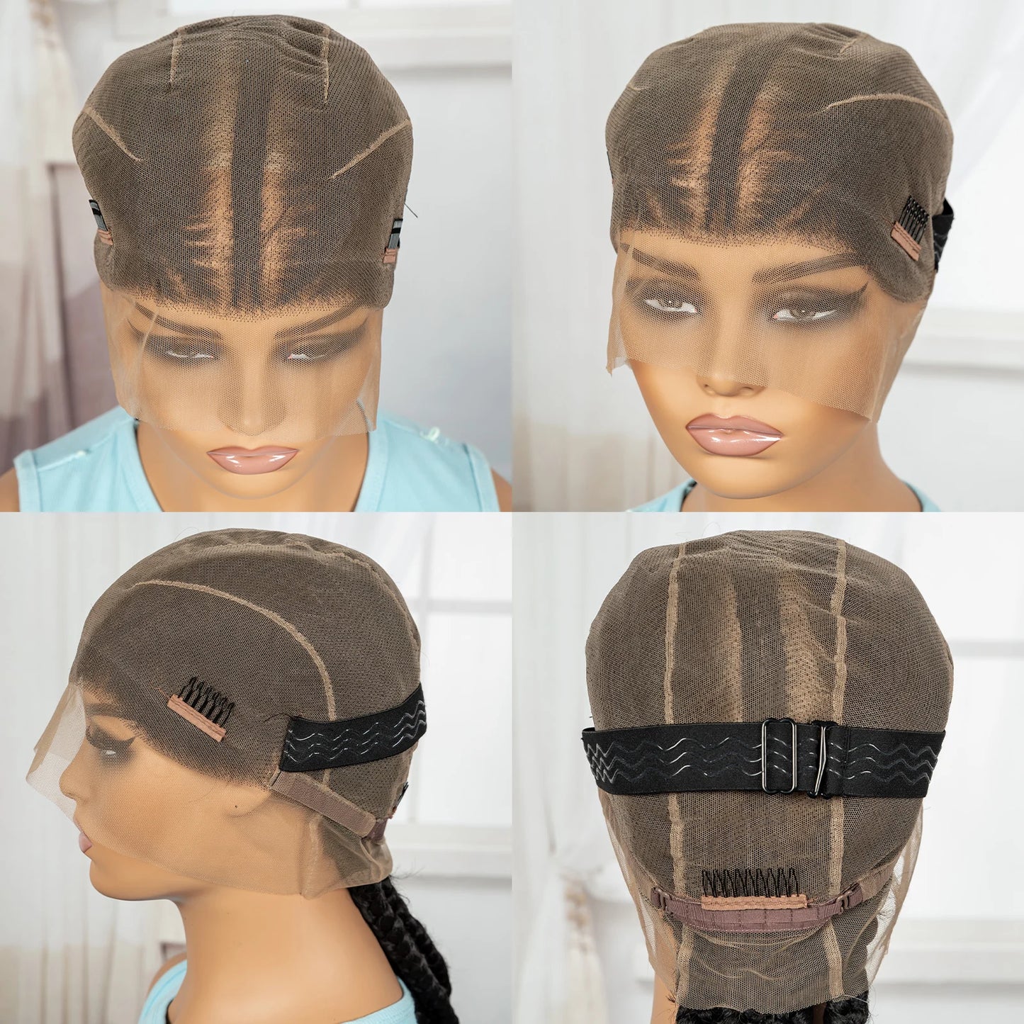 36" Full Lace Cornrow Braided Wig | Knotless Braids | Synthetic Natural Braided Lace Wig with Baby Hair for Black Women Luxegan