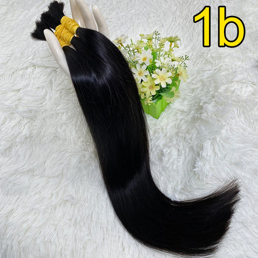 Straight Human Hair for Braiding | No-Weft Bulk Extensions | 18–30 Inches