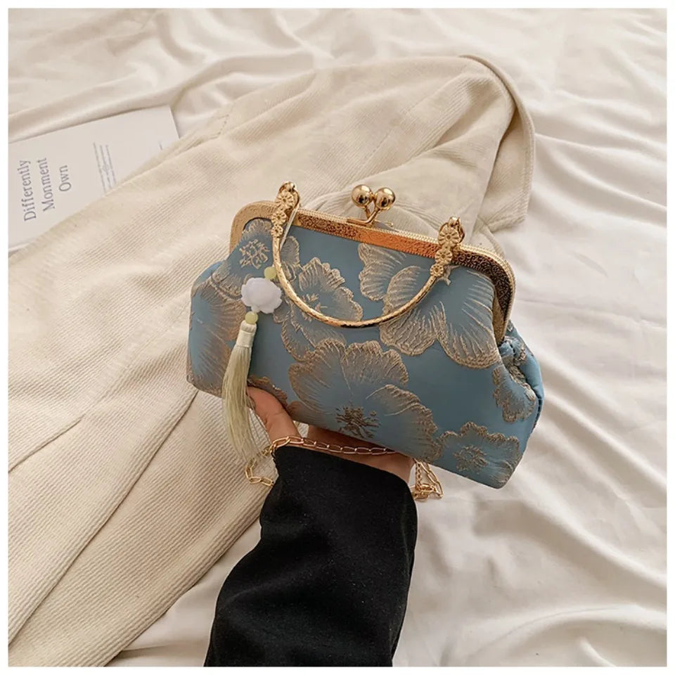 Chinese Style Embroidered Shoulder Bag | Retro Small Square Handbag & Luxury Evening Clutch Luxegan