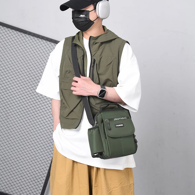 Men’s Sporty Square Shoulder Bag | Sophisticated Durable Nylon Crossbody | Elegant College-Style Multi-Functional Handbag | Luxury Soft-Sided Casual Tote for Versatile Daily Use Luxegan