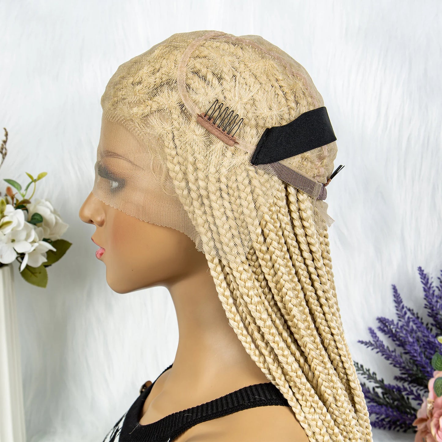 HD Full Lace Knotless Box & Cornrow Braided Wig | Transparent Lace | Synthetic Crochet Braids for Black Women Luxegan