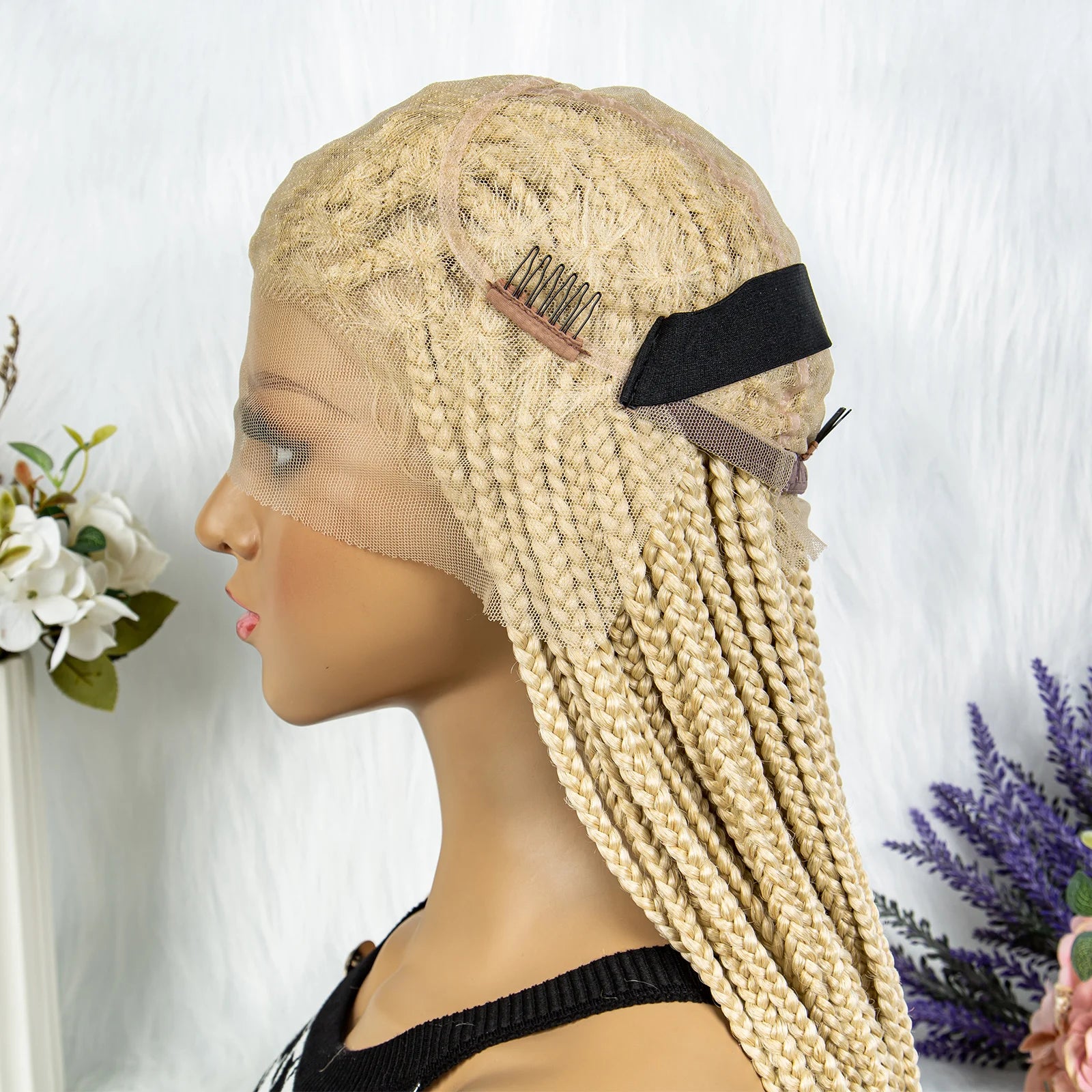 HD Full Lace Knotless Box & Cornrow Braided Wig | Transparent Lace | Synthetic Crochet Braids for Black Women Luxegan