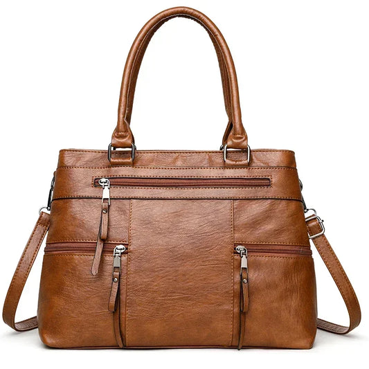 Women’s Elegant Top-Handle Handbag | High-Quality Microfiber Leather Shoulder Bag | Sophisticated Large Casual Tote | Fashion-Forward Crossbody Purse with Luxury Designer Appeal Luxegan