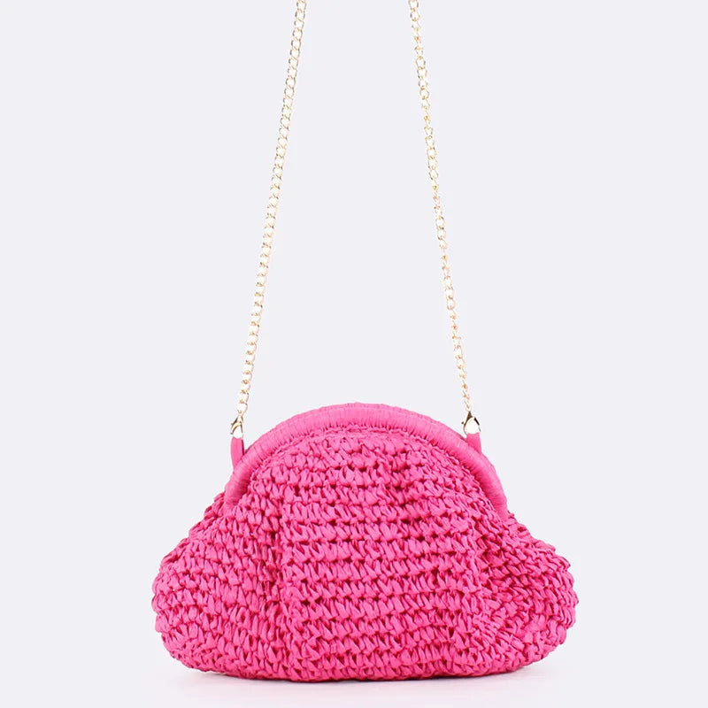 Straw Weaving Crossbody Bag | Summer Hard Shell Shoulder Purse Luxegan