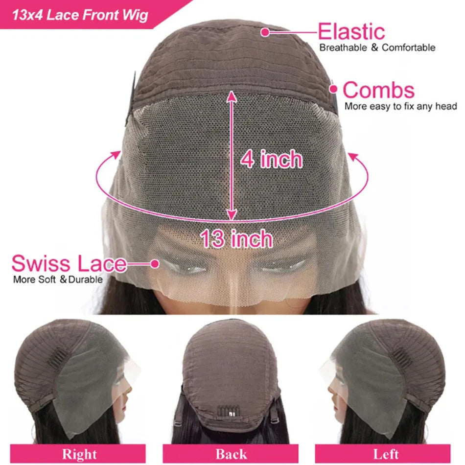 16 Inch Loose Water Wave Malaysian 13x4 Lace Front Wig Short Bob Wet & Wavy Glueless 4x4 Closure Luxegan